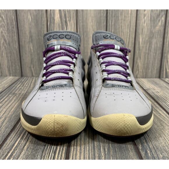 Ecco Womens Biom Spikeless Golf Shoes Yak Leather Gray Purple 40 EU 9 US - Picture 3 of 11